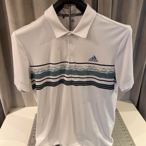 Adidas Men's White Polo with Blue Stripes